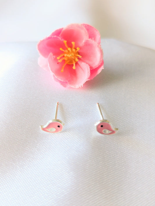 Pink Bird Studs