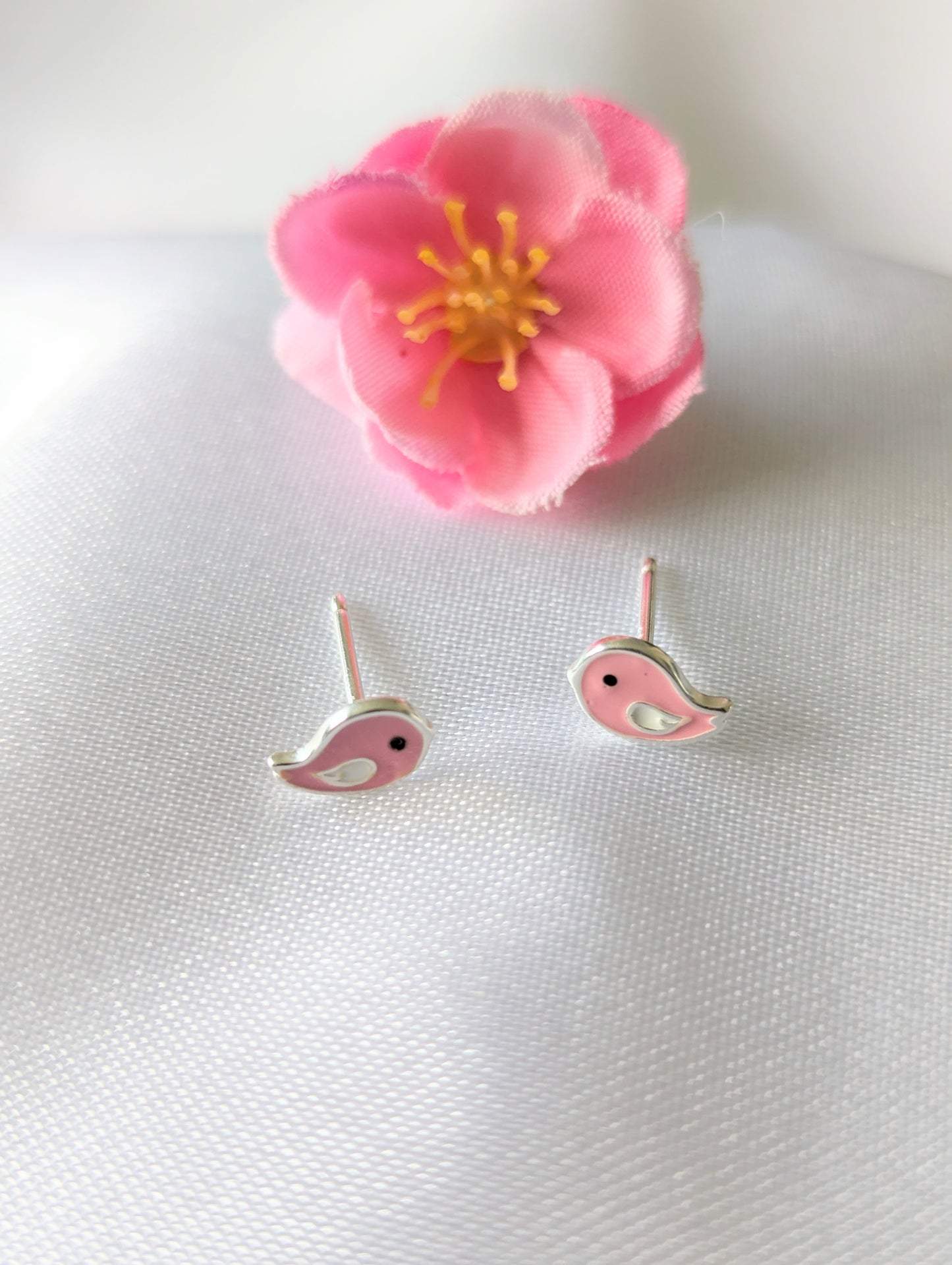 Pink Bird Studs