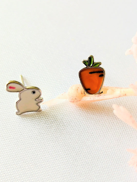 Rabbit 🐇 and Carrot 🥕 Studs