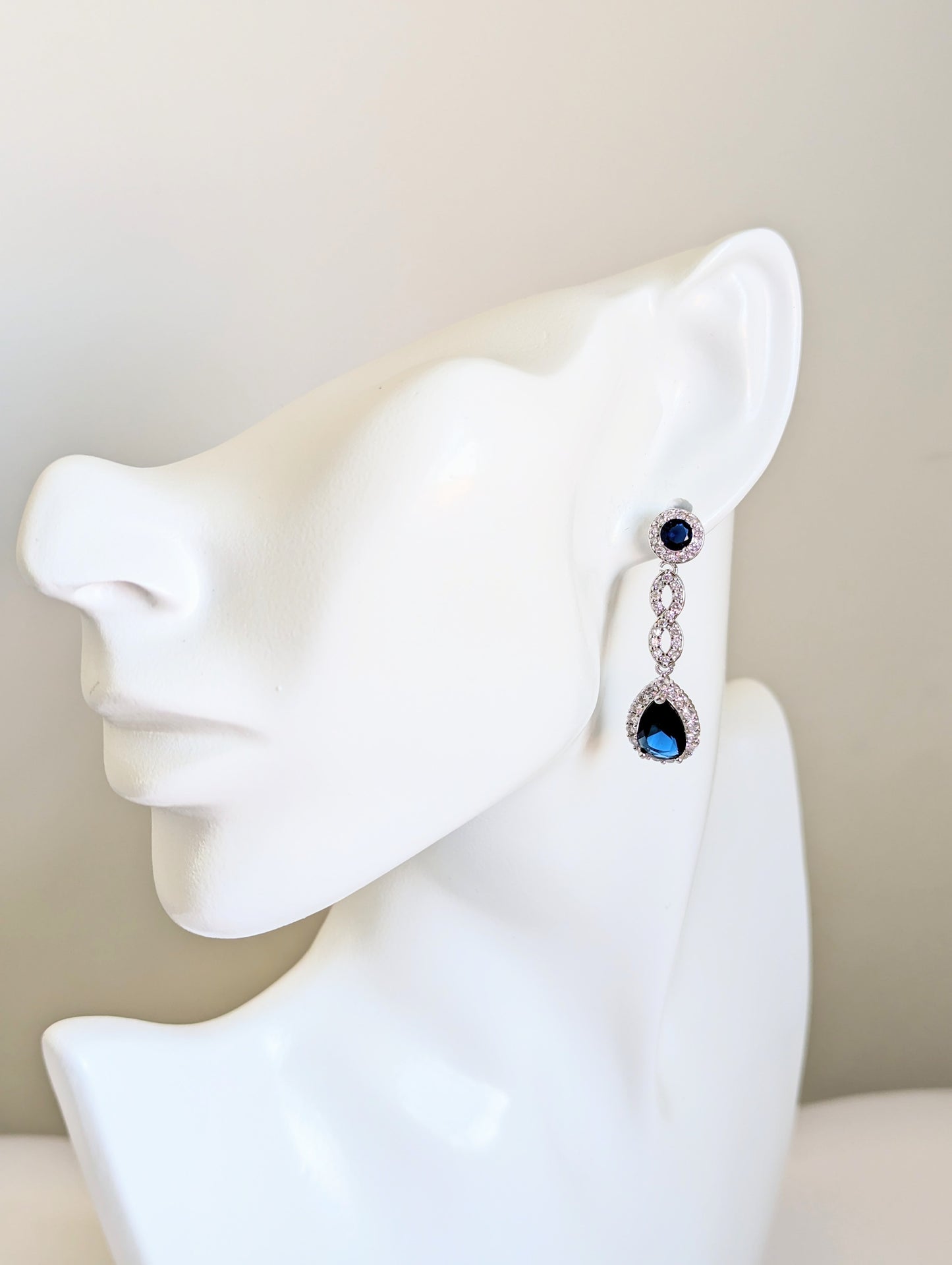 Blue Infinity Cubic Zirconia Earrings