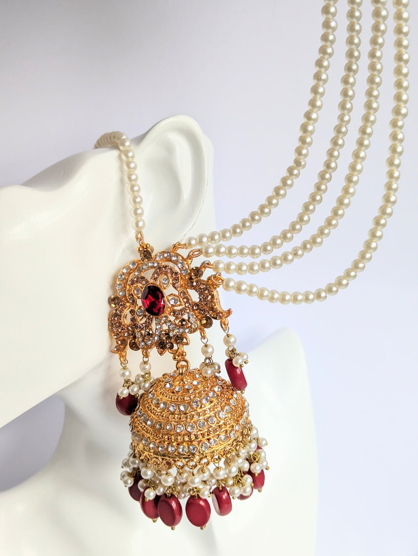 Luxurious Red Choker Bridal Set With Beads