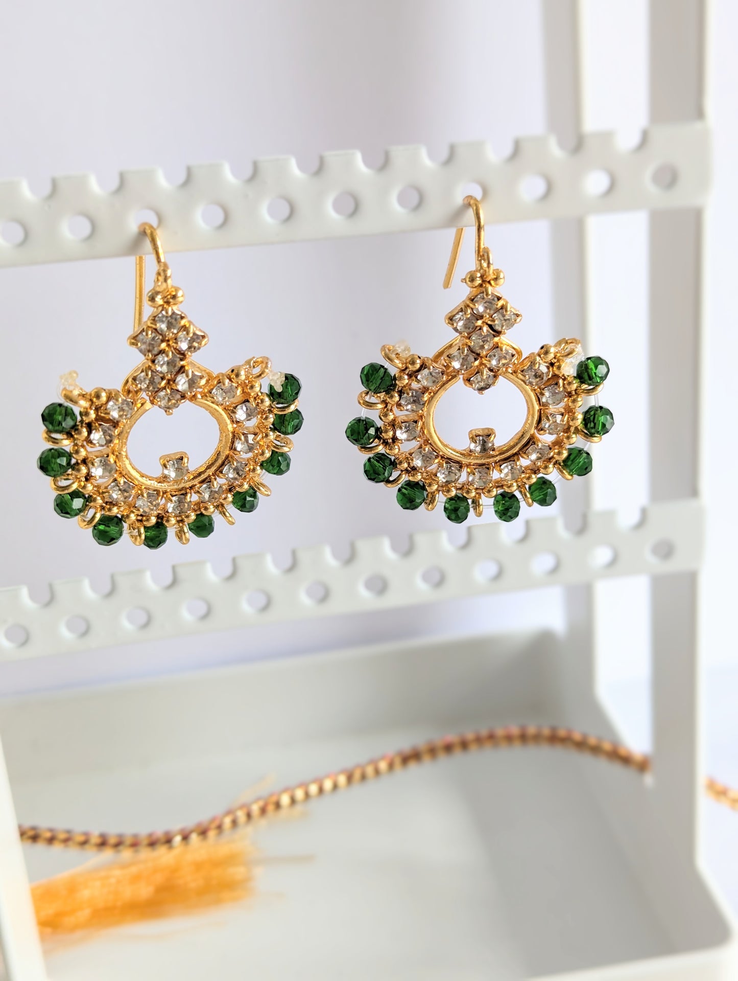 Golden Set With Multicolour Beads / Green Beads