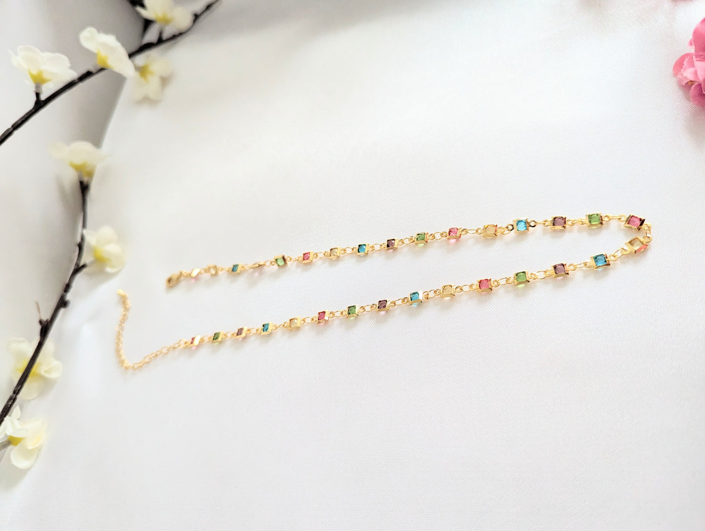 Zircon Square Stone Necklace