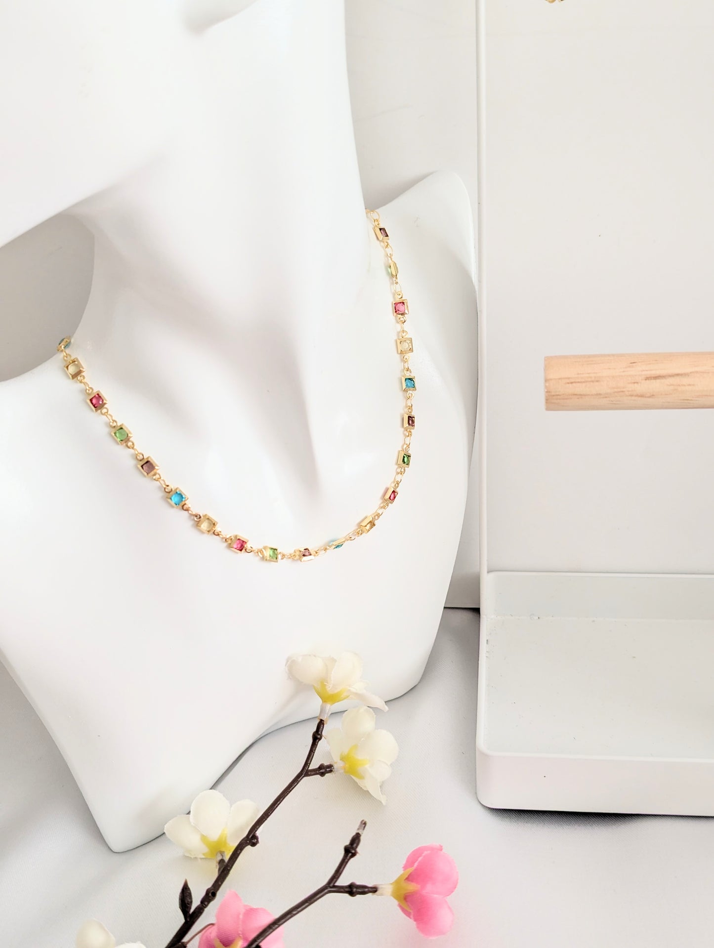 Zircon Square Stone Necklace