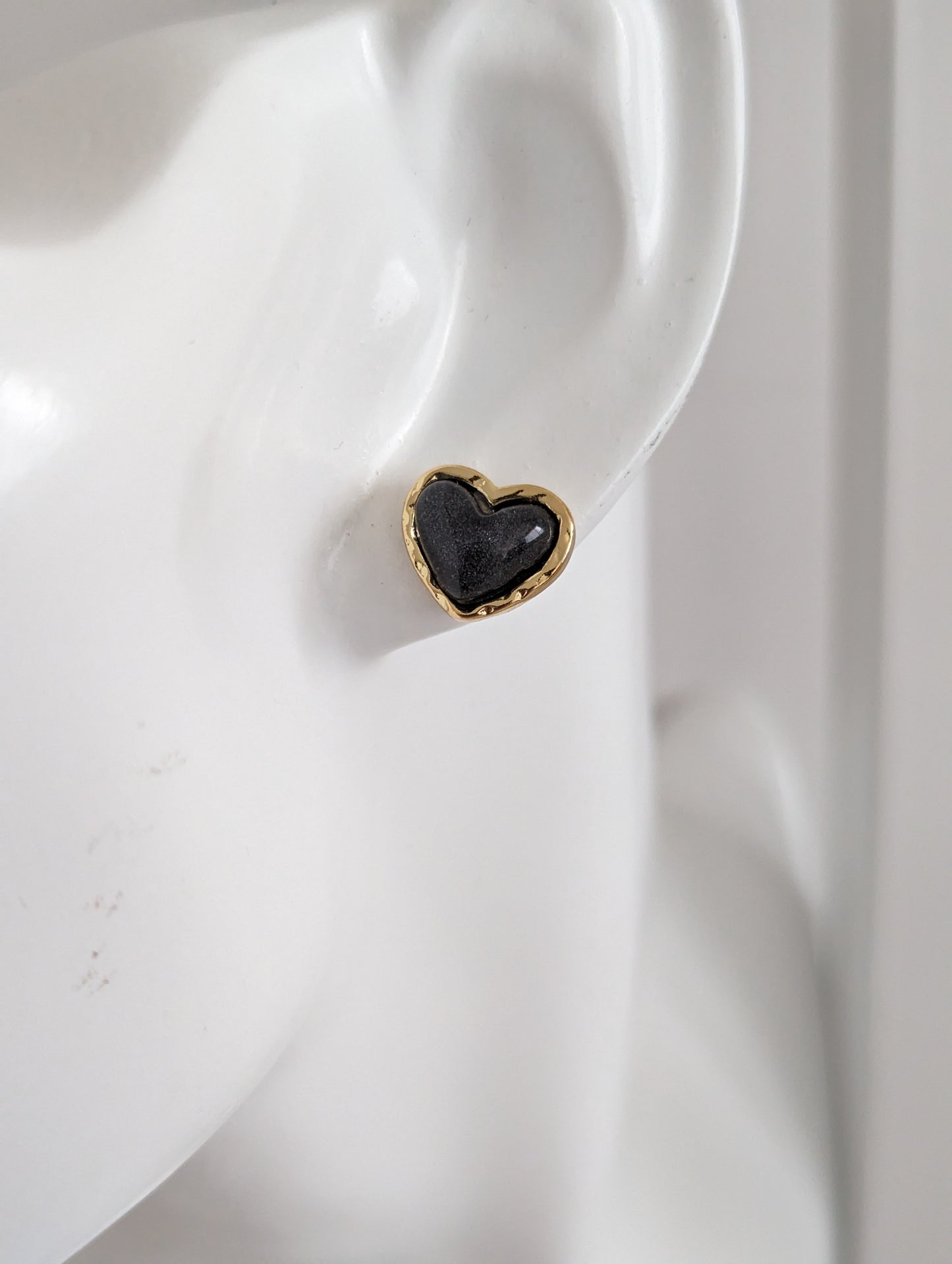 Heart Stud Black & White Earrings