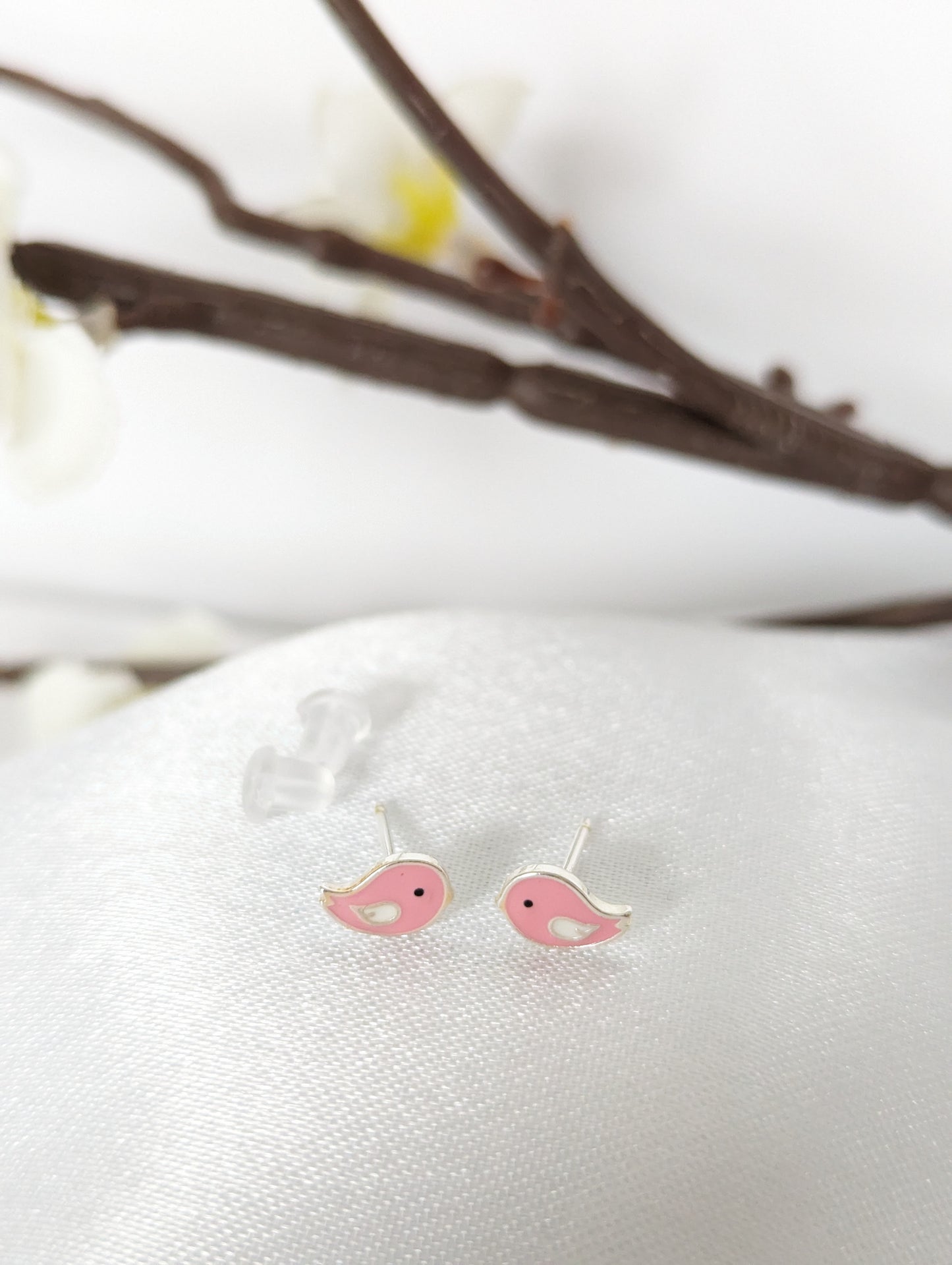 Pink Bird Studs