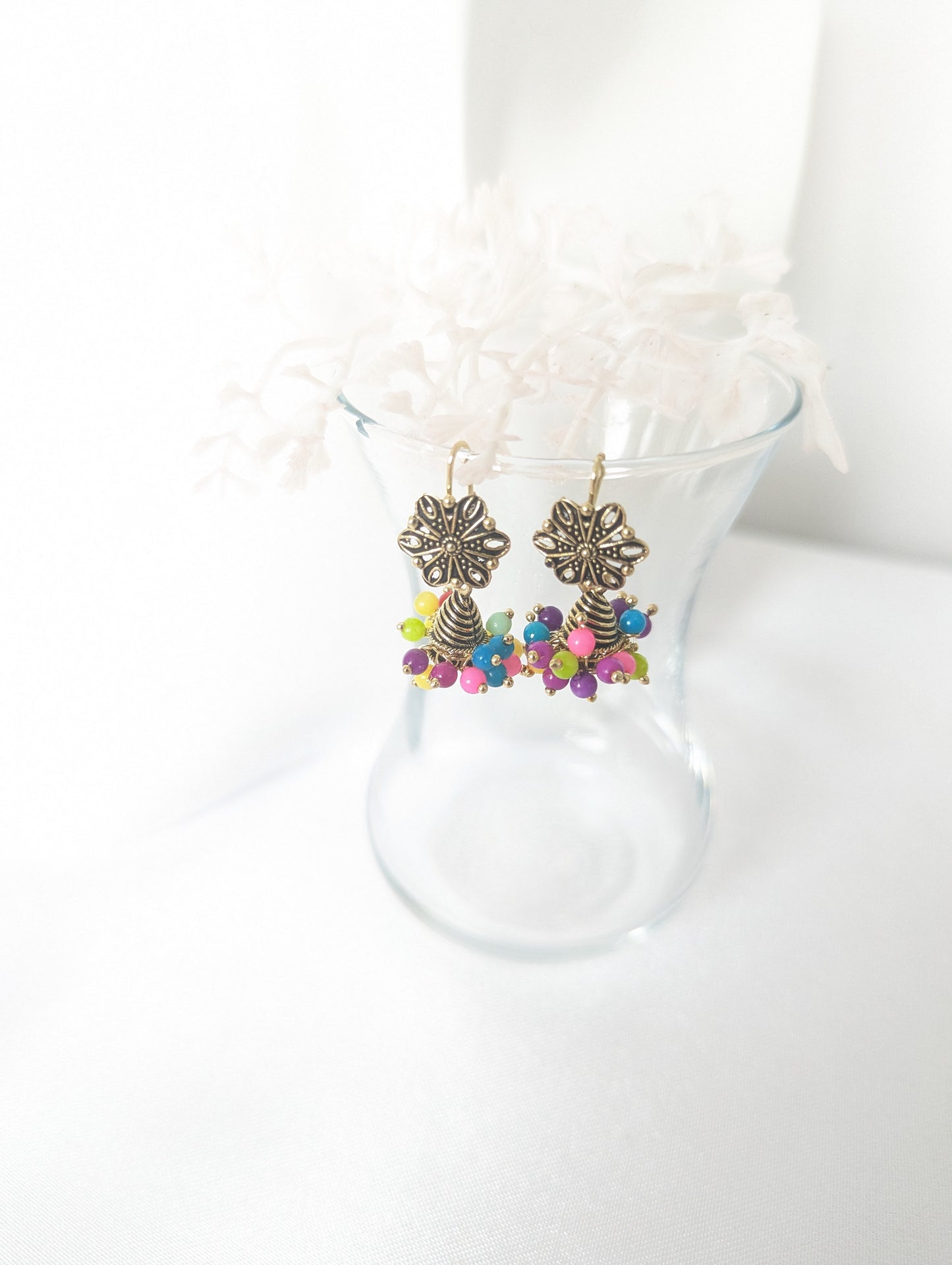 Multi-Colour Flower Bead Jhumki