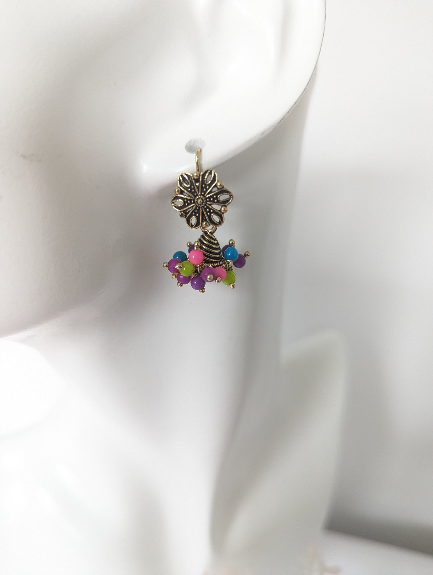 Multi-Colour Flower Bead Jhumki