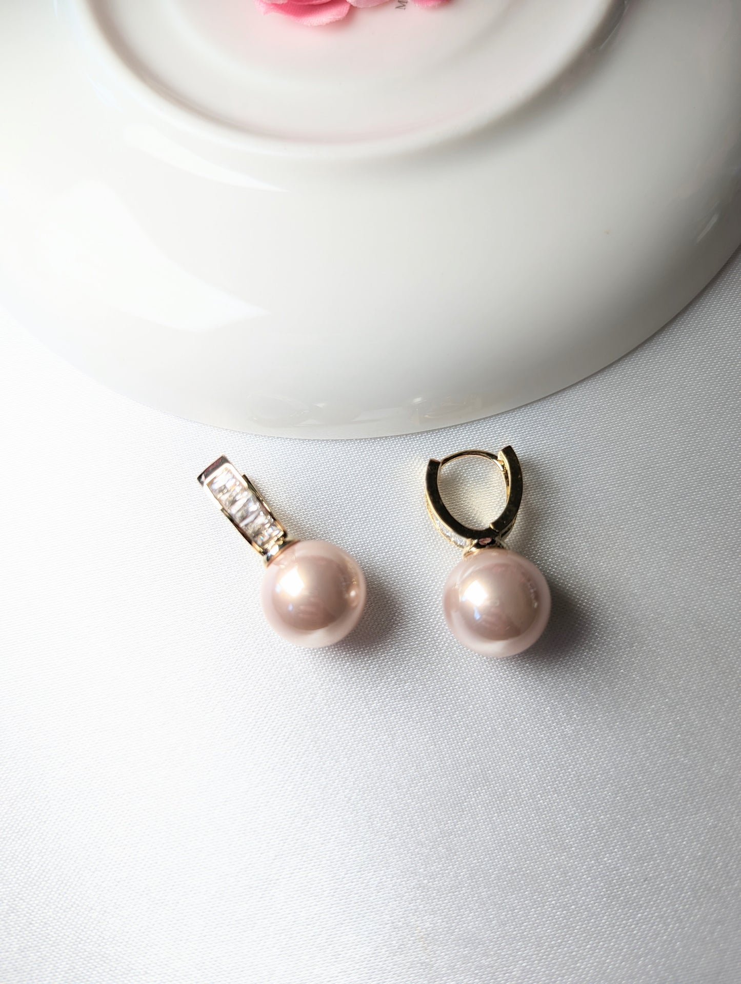 Zirconia Pearl Dangle Earrings