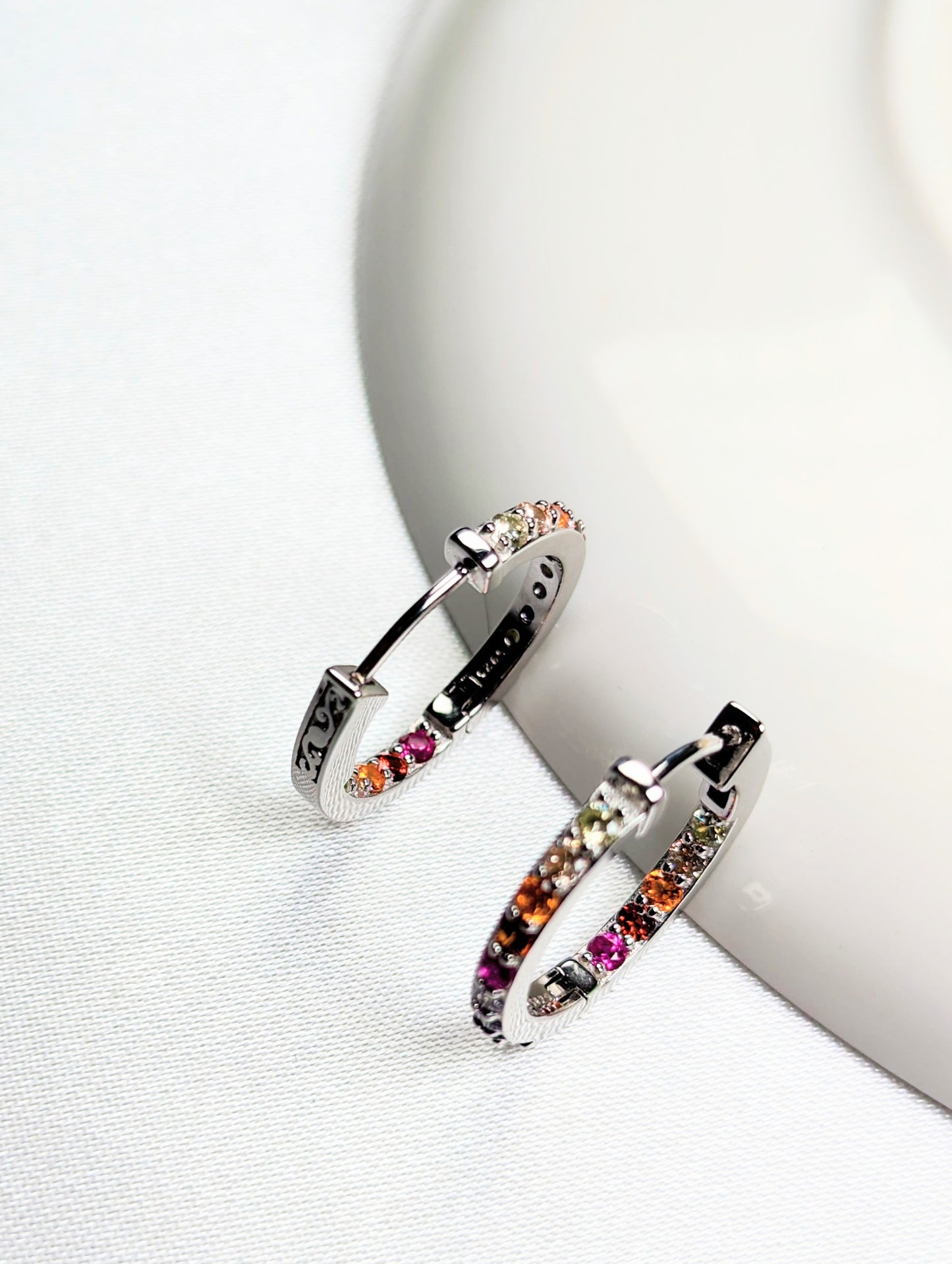 Colourful Cubic Zirconia Sterling Silver Earrings