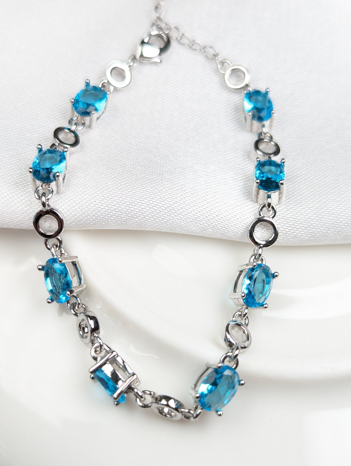 Blue Gem Sterling Silver Bracelet