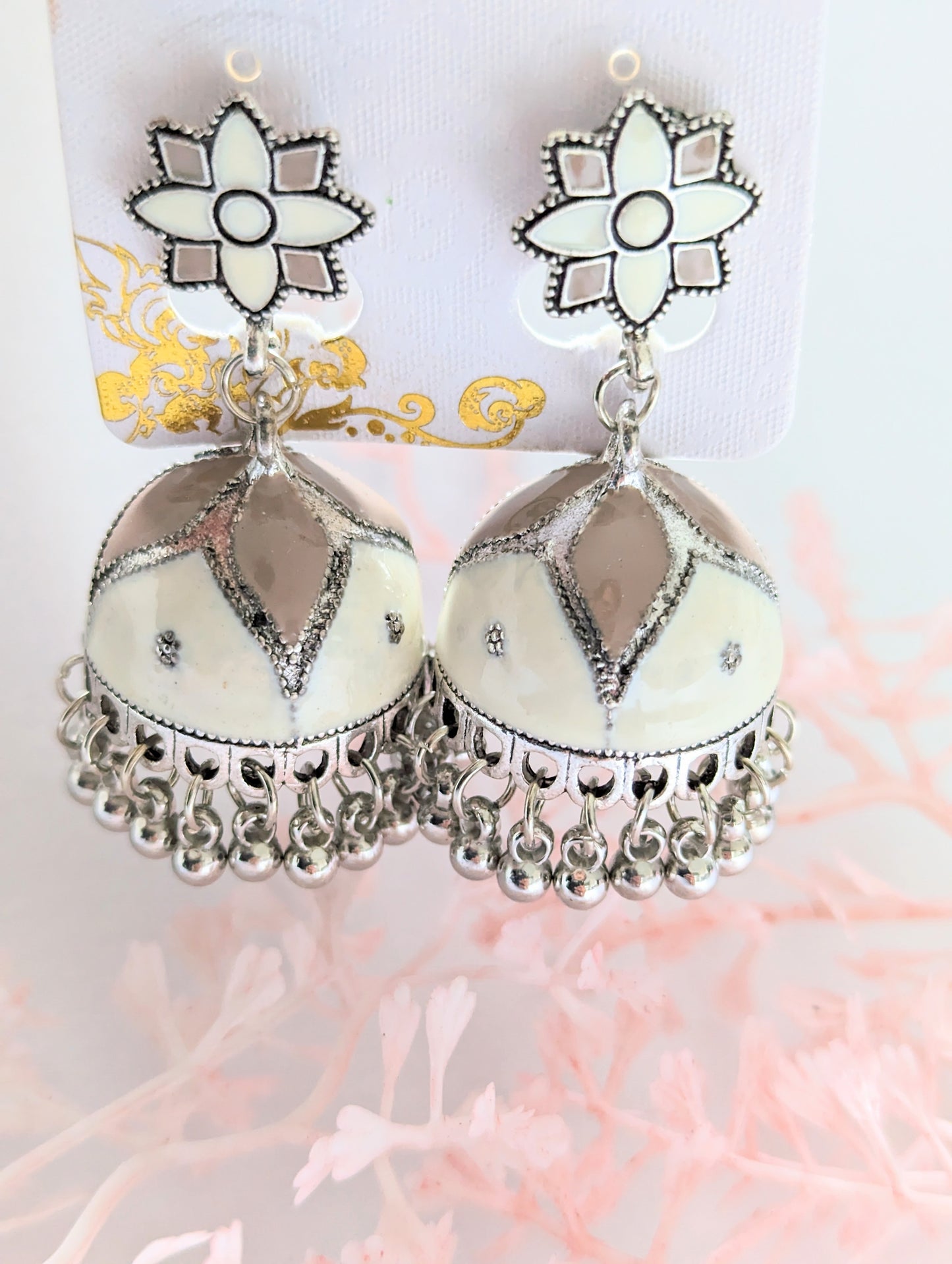 Cream & Pink Jhumki