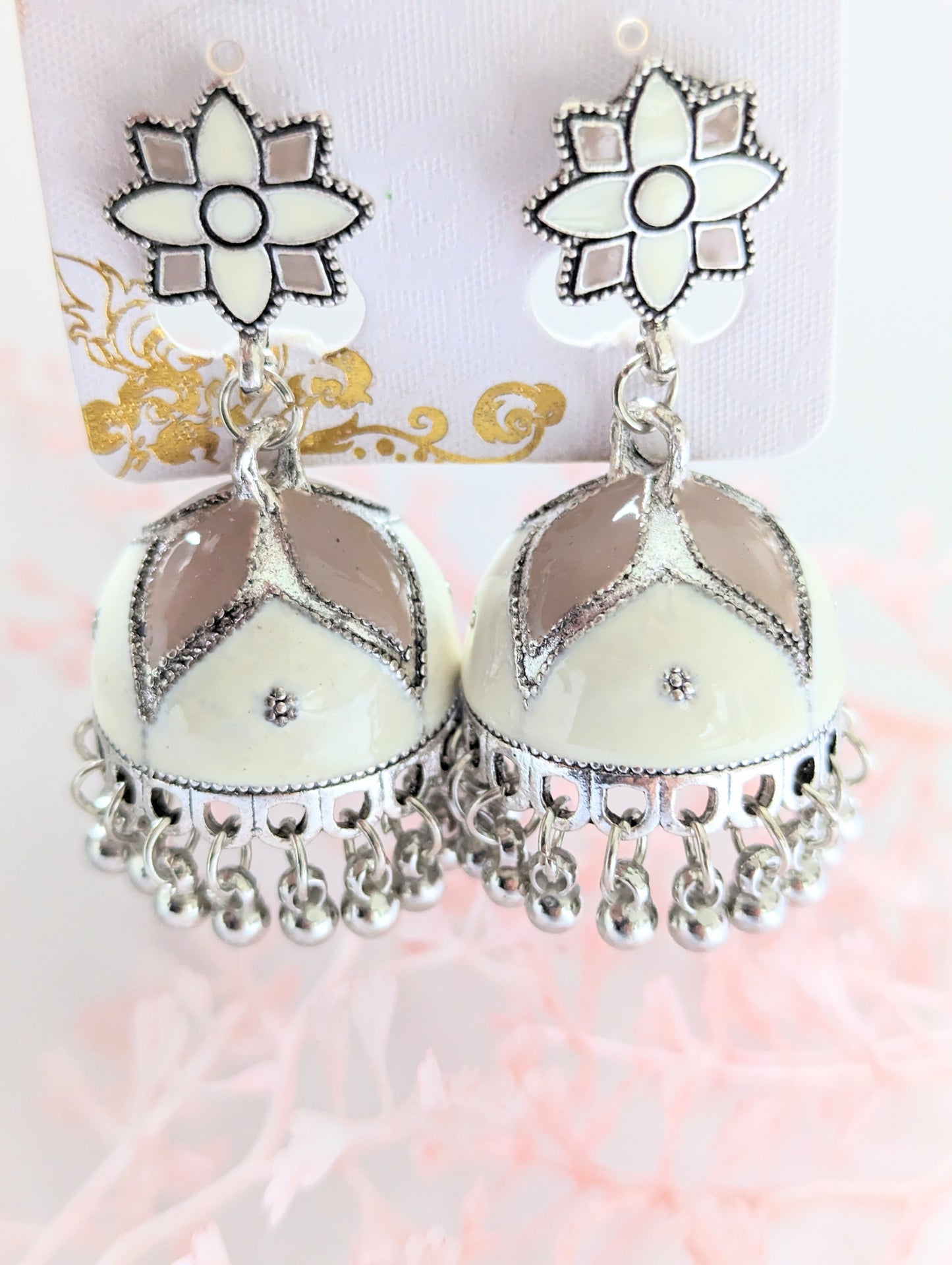 Cream & Pink Jhumki