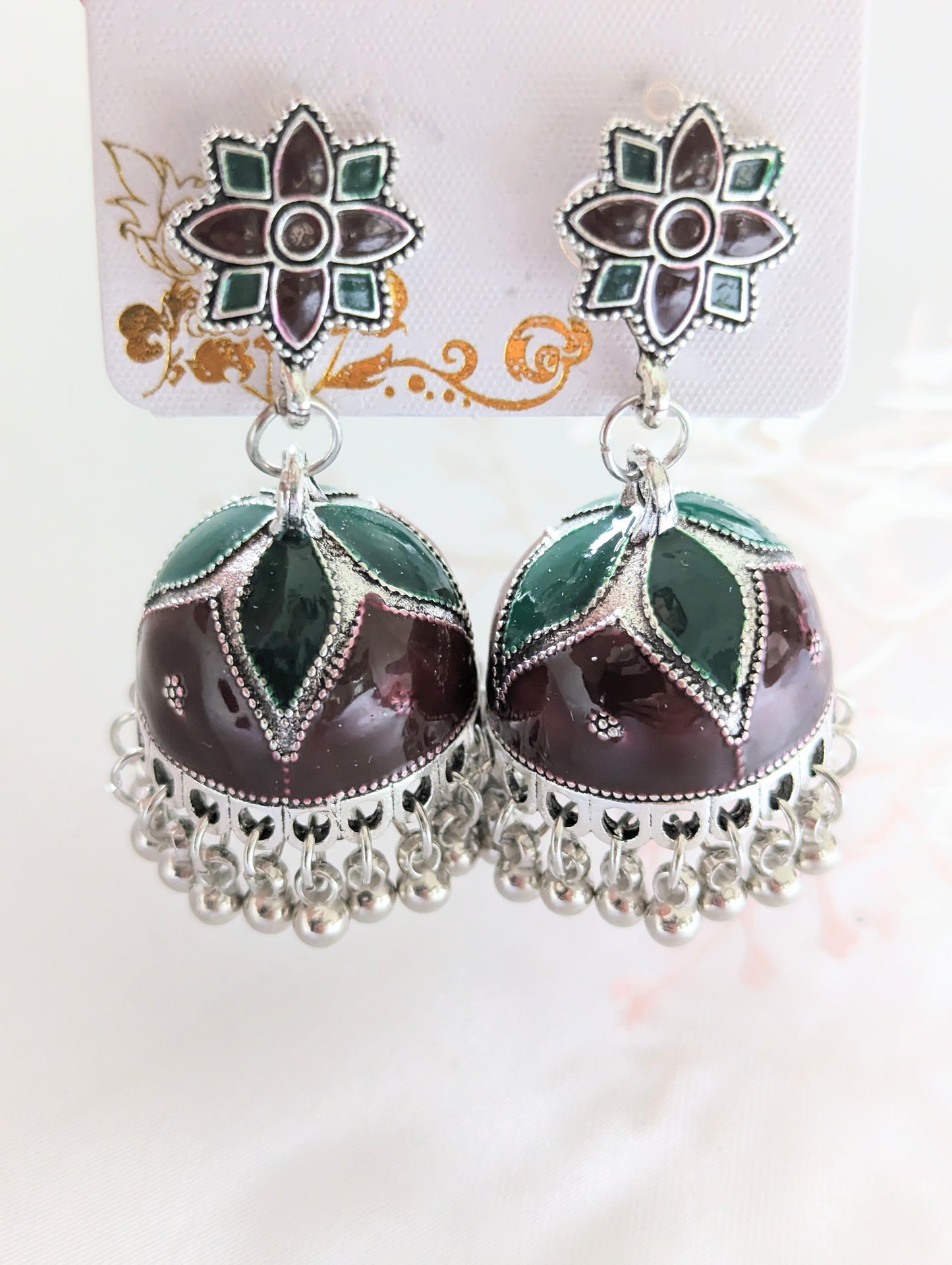 Maroon & Green Jhumki