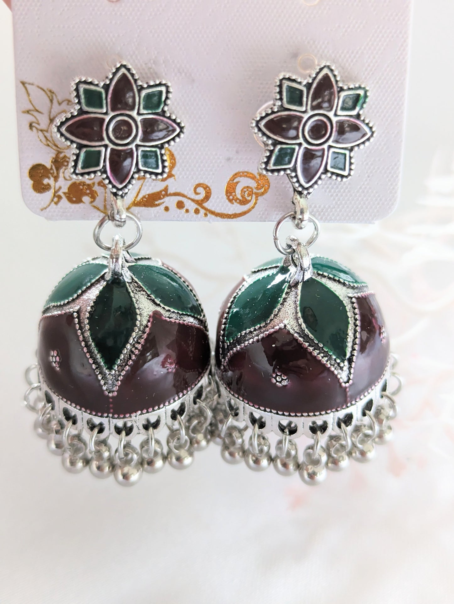 Maroon & Green Jhumki