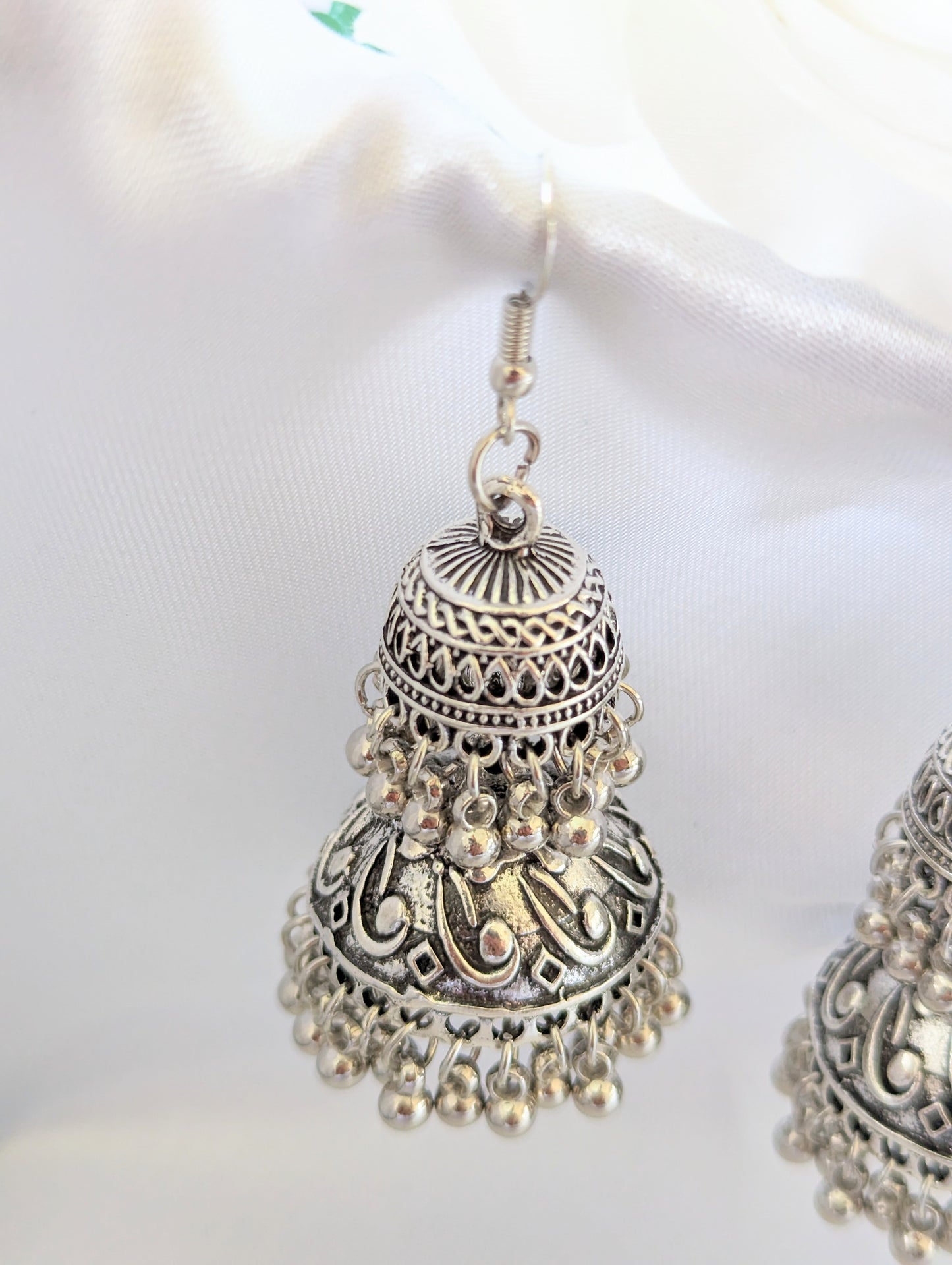 Double Drop Silver Jhumki