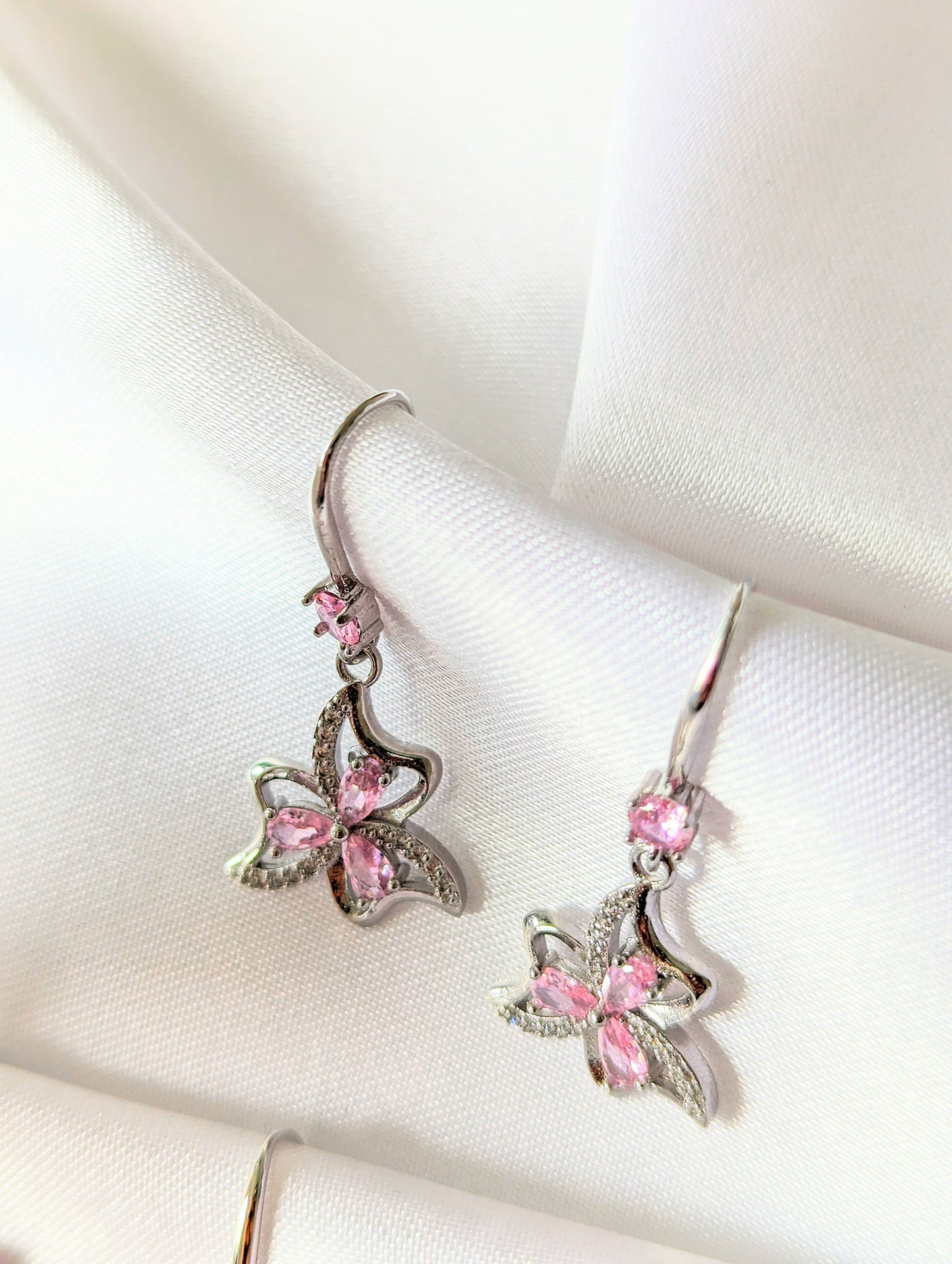 Crystal Flower Sterling Silver Plated Earrings