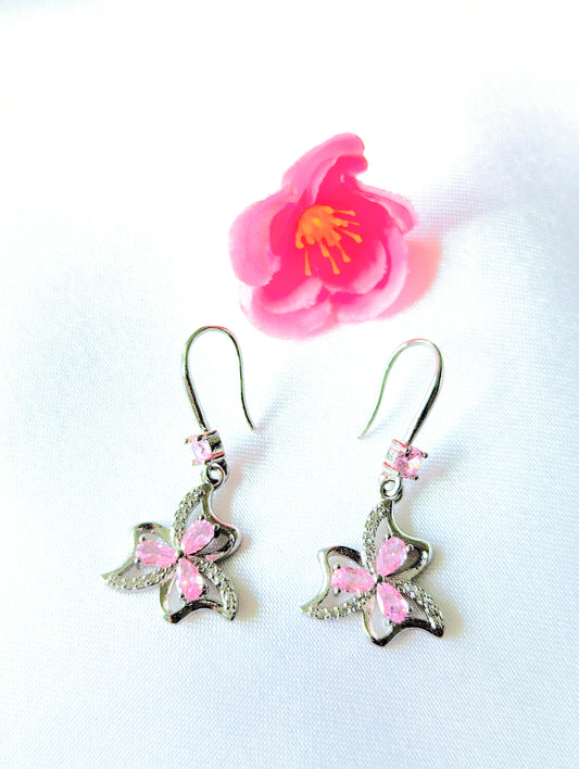 Crystal Flower Sterling Silver Plated Earrings