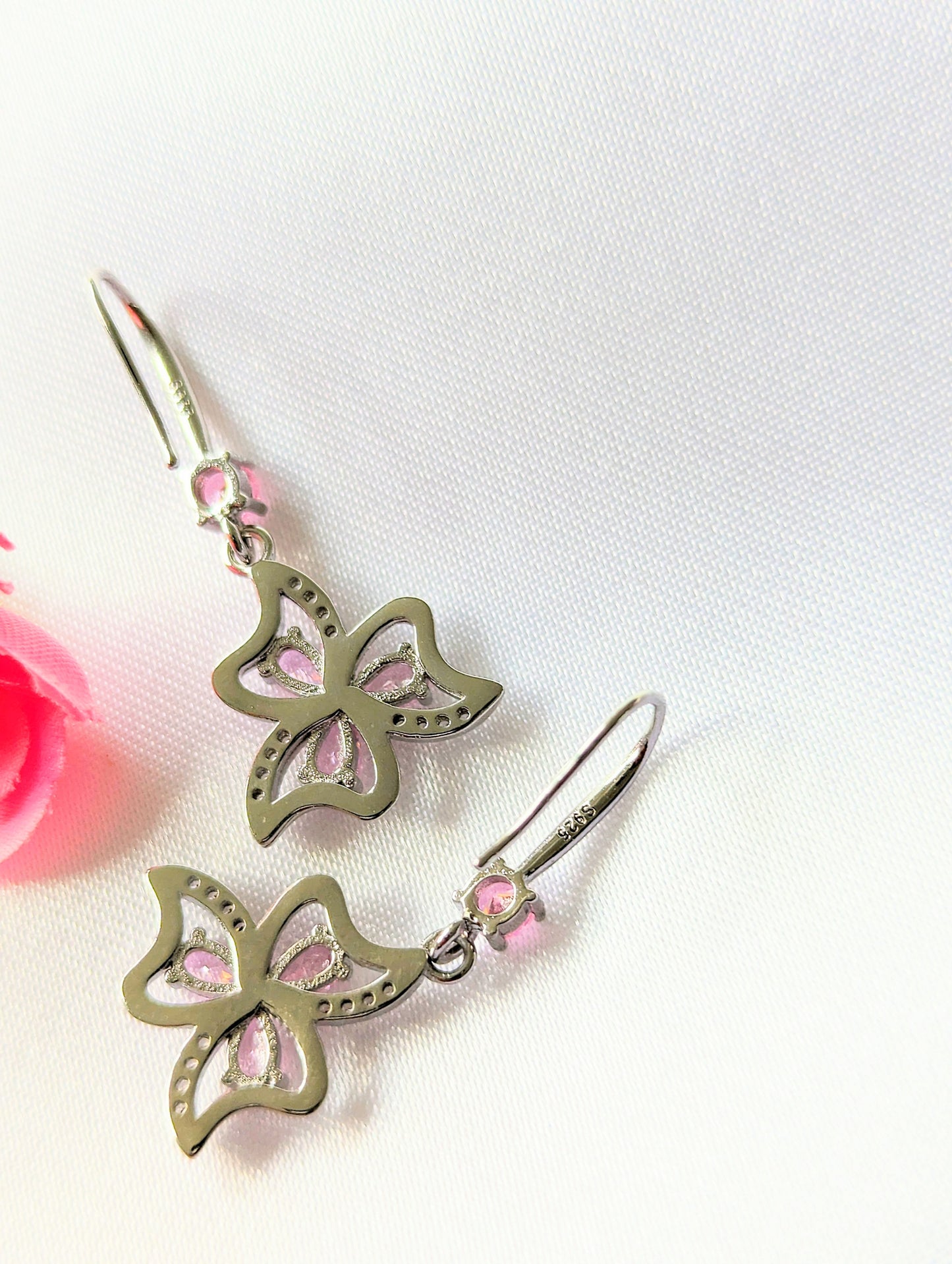 Crystal Flower Sterling Silver Plated Earrings