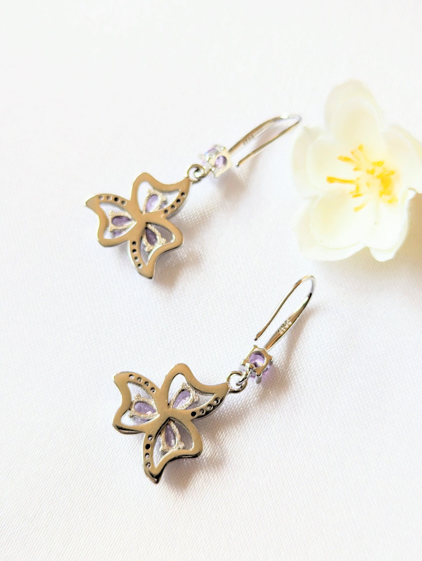 Crystal Flower Sterling Silver Plated Earrings