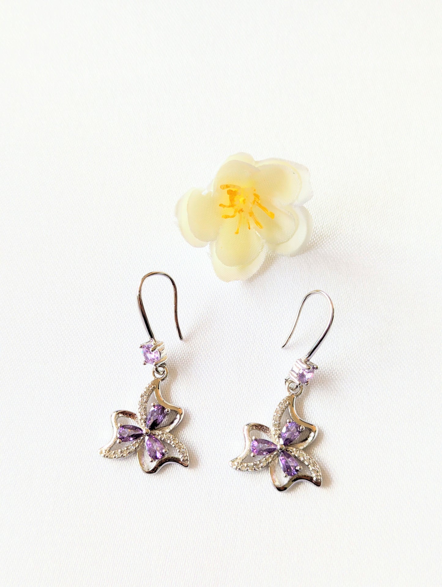 Crystal Flower Sterling Silver Plated Earrings