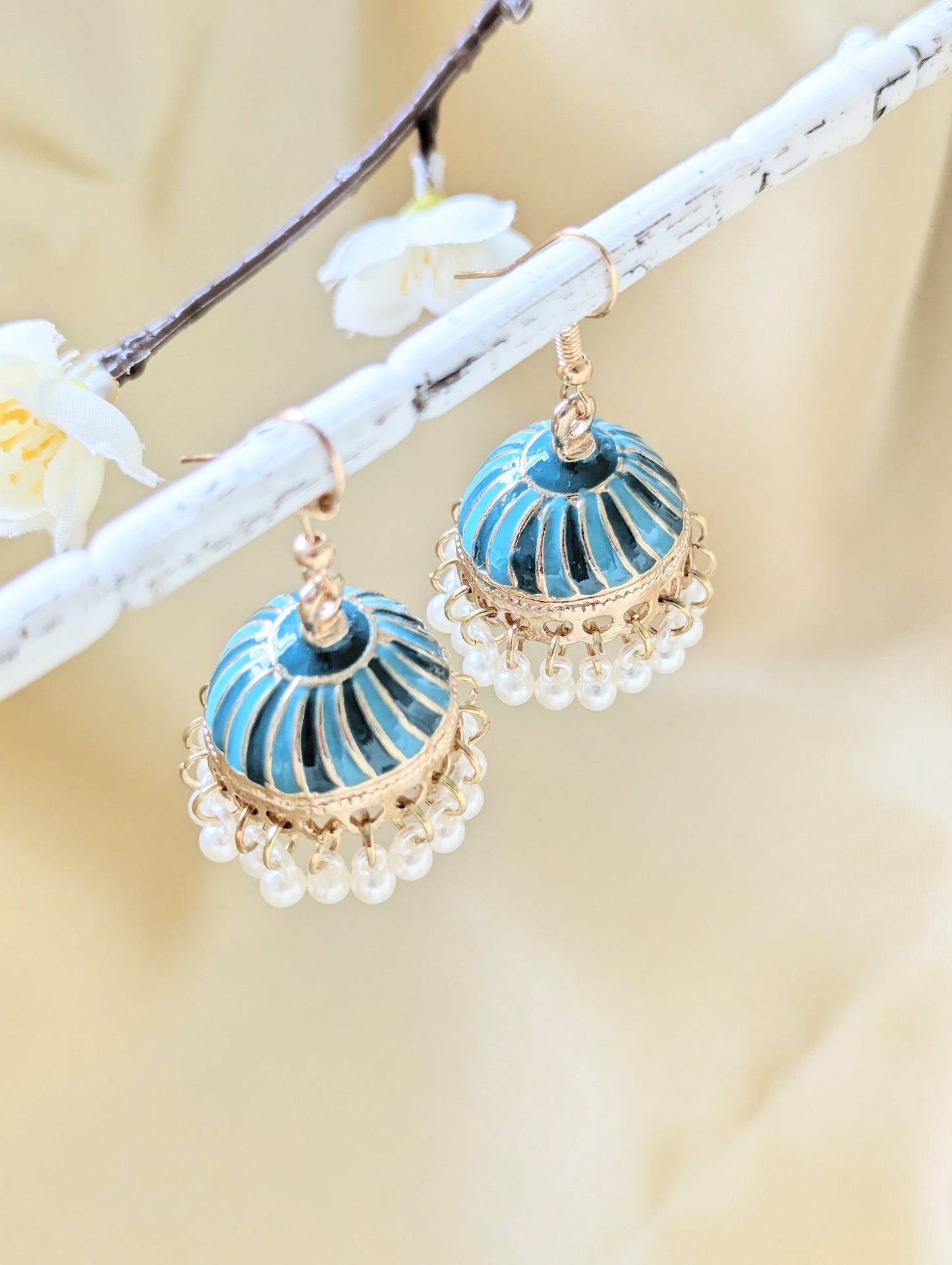 Jhumki with White Pearls