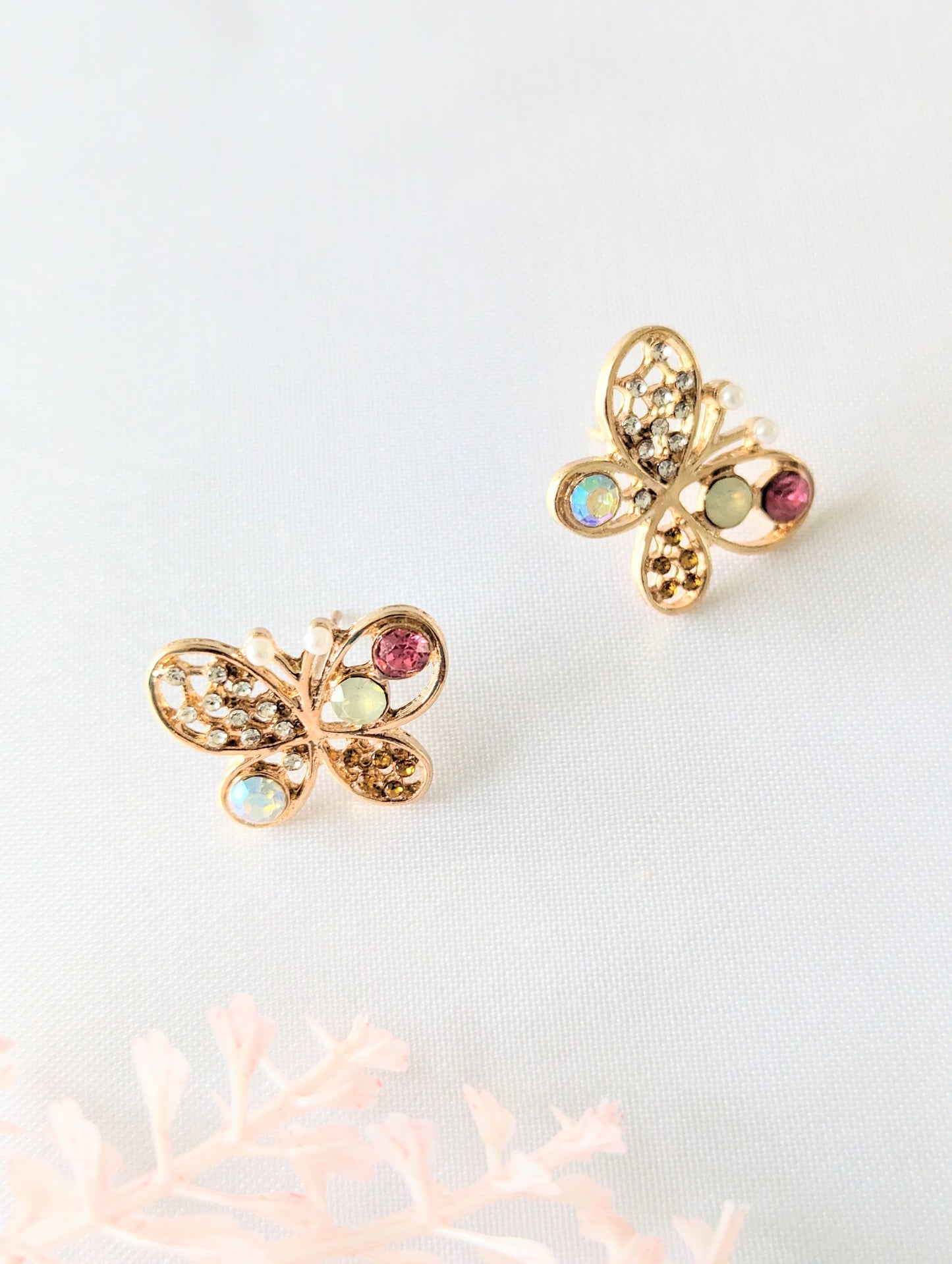 Cute Butterfly Gem Earrings