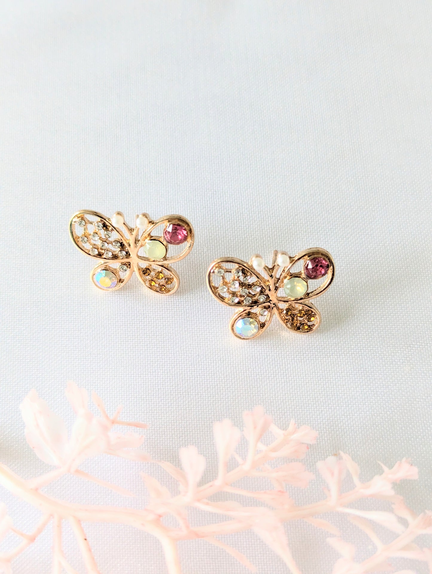 Cute Butterfly Gem Earrings