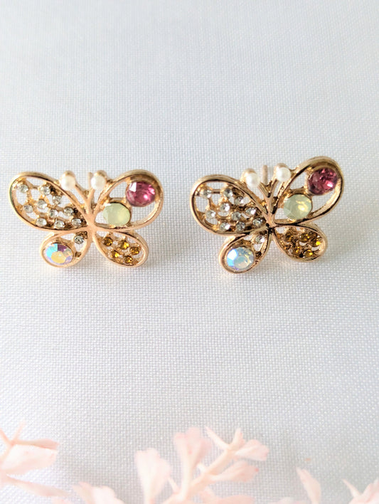 Cute Butterfly Gem Earrings