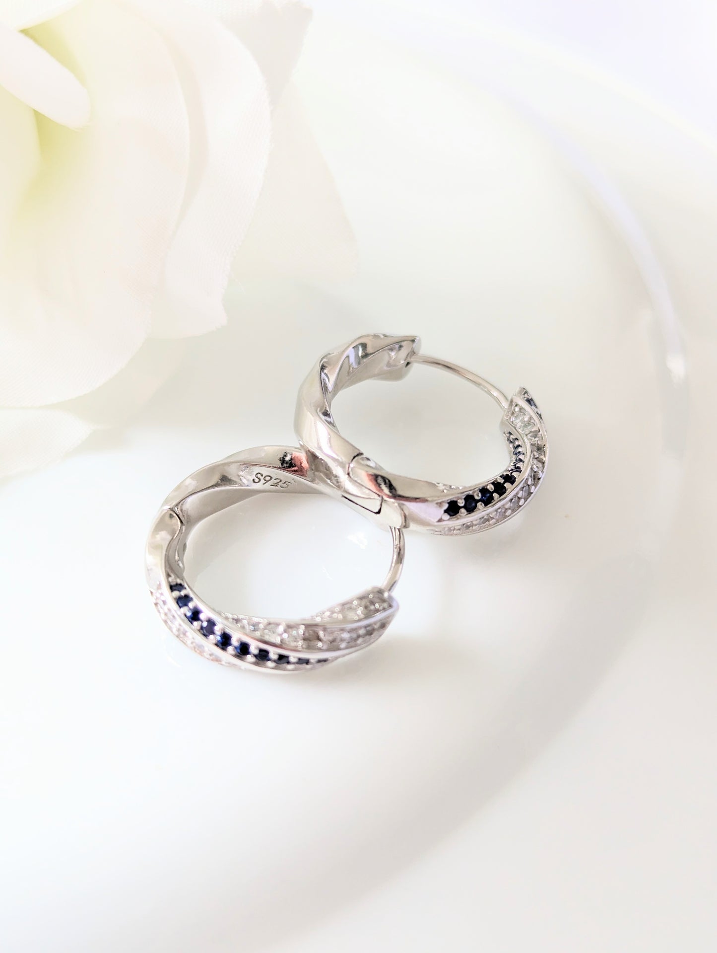 Swirl Hoops Silver Plated Earrings