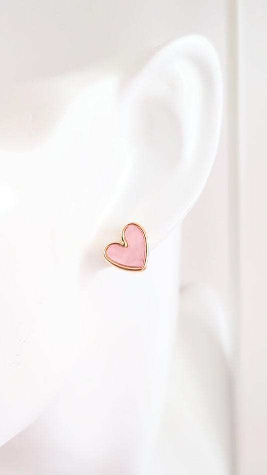 Heart Stud Blue & Pink Earrings