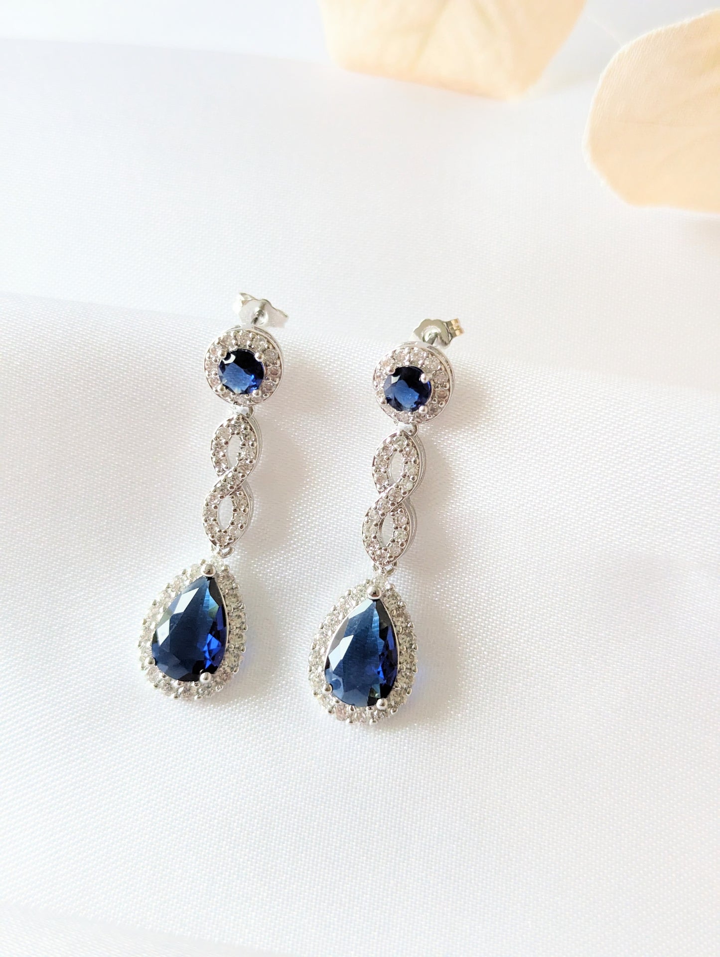 Blue Infinity Cubic Zirconia Earrings