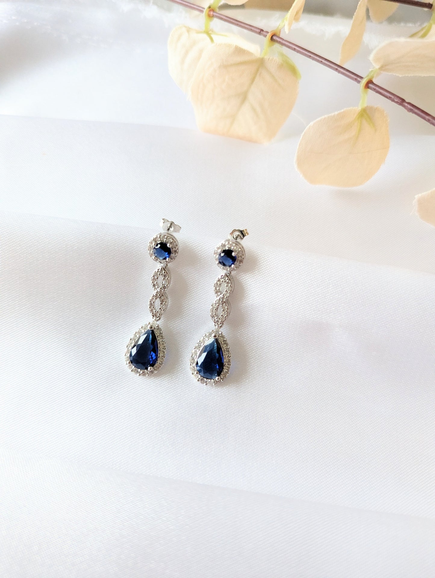 Blue Infinity Cubic Zirconia Earrings