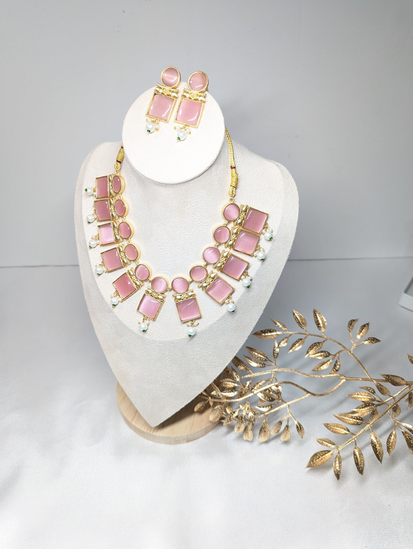 Pink Stone Necklace Set