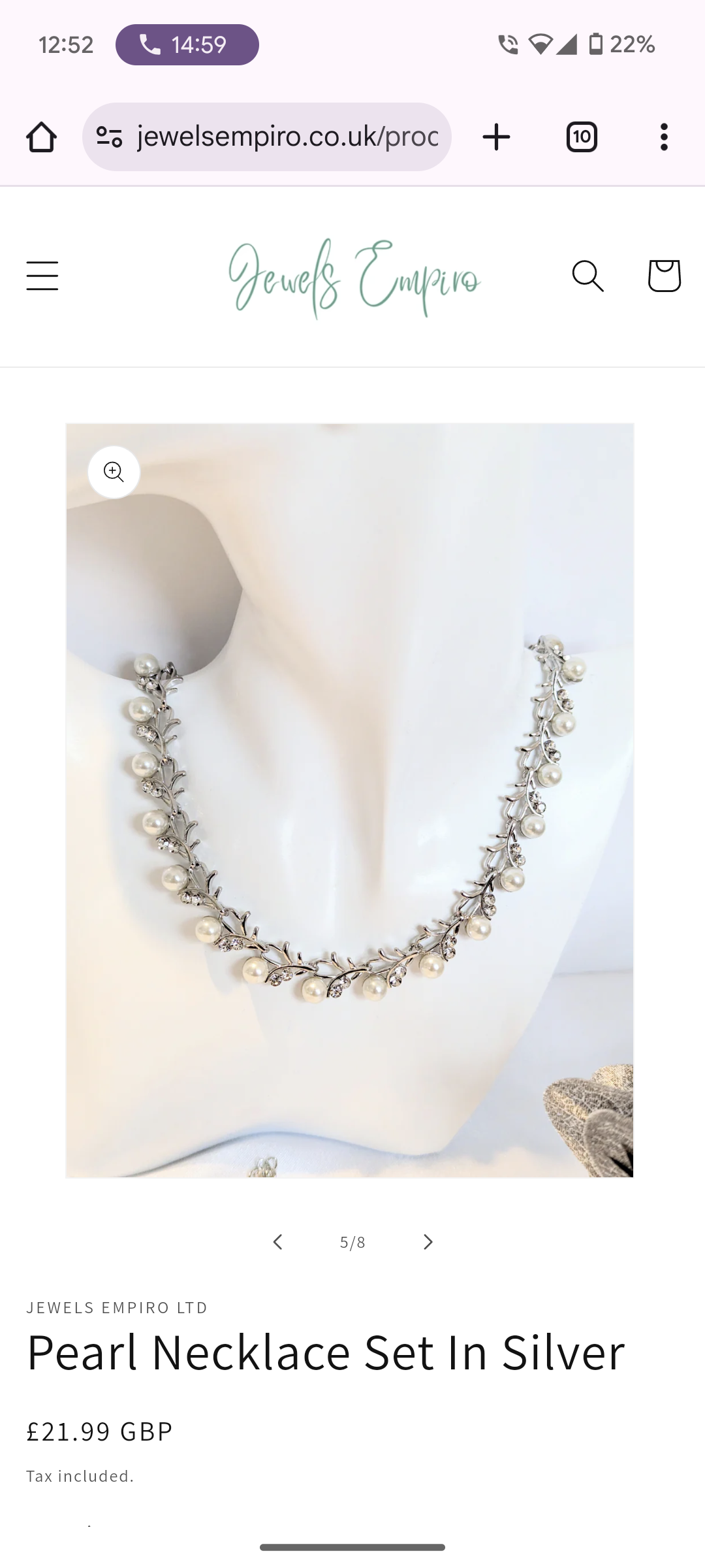 Pearl Necklace Set In Silver