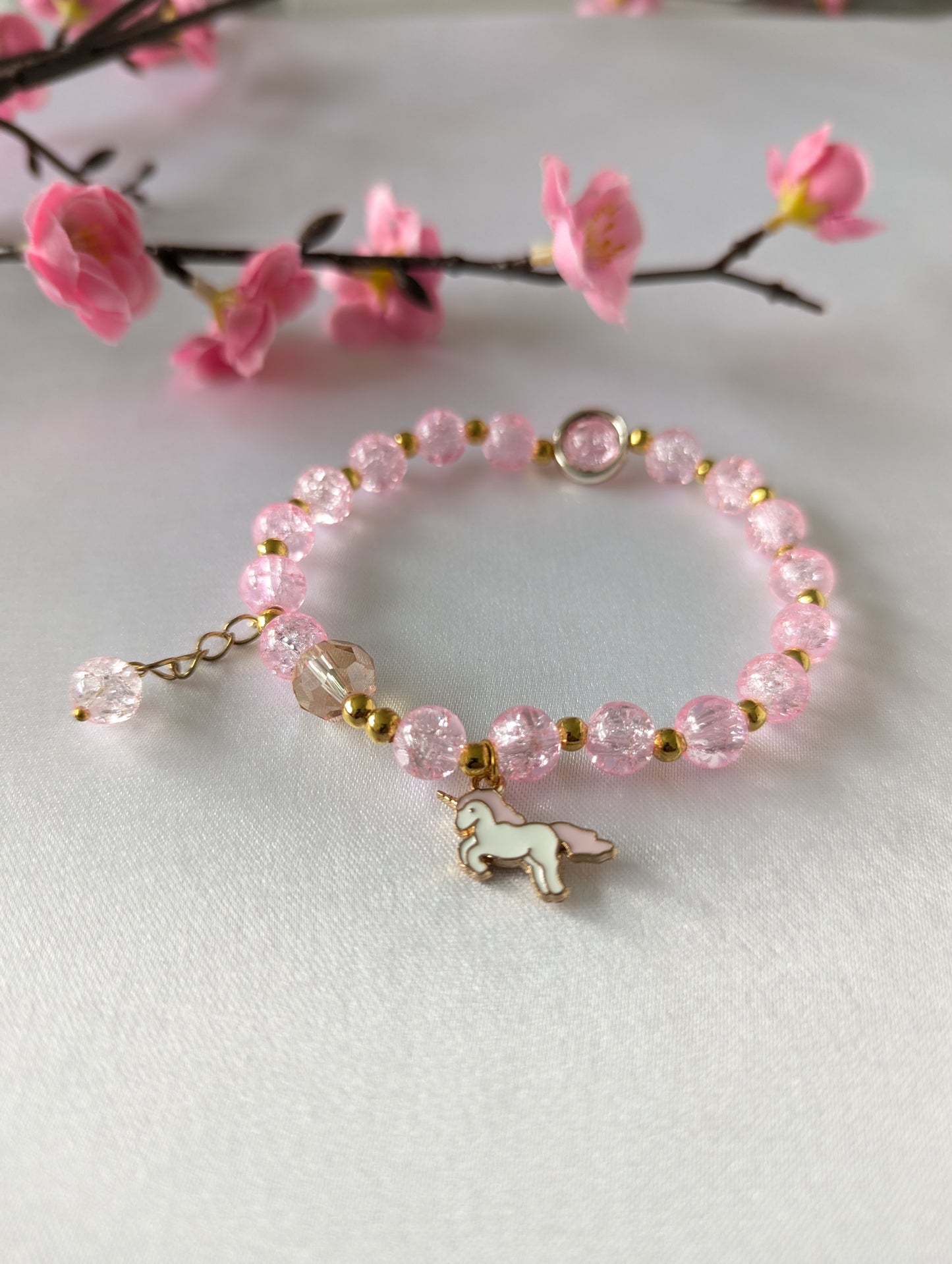 Pastel Flower and Unicorn Beads Bracelet 🌸🦄