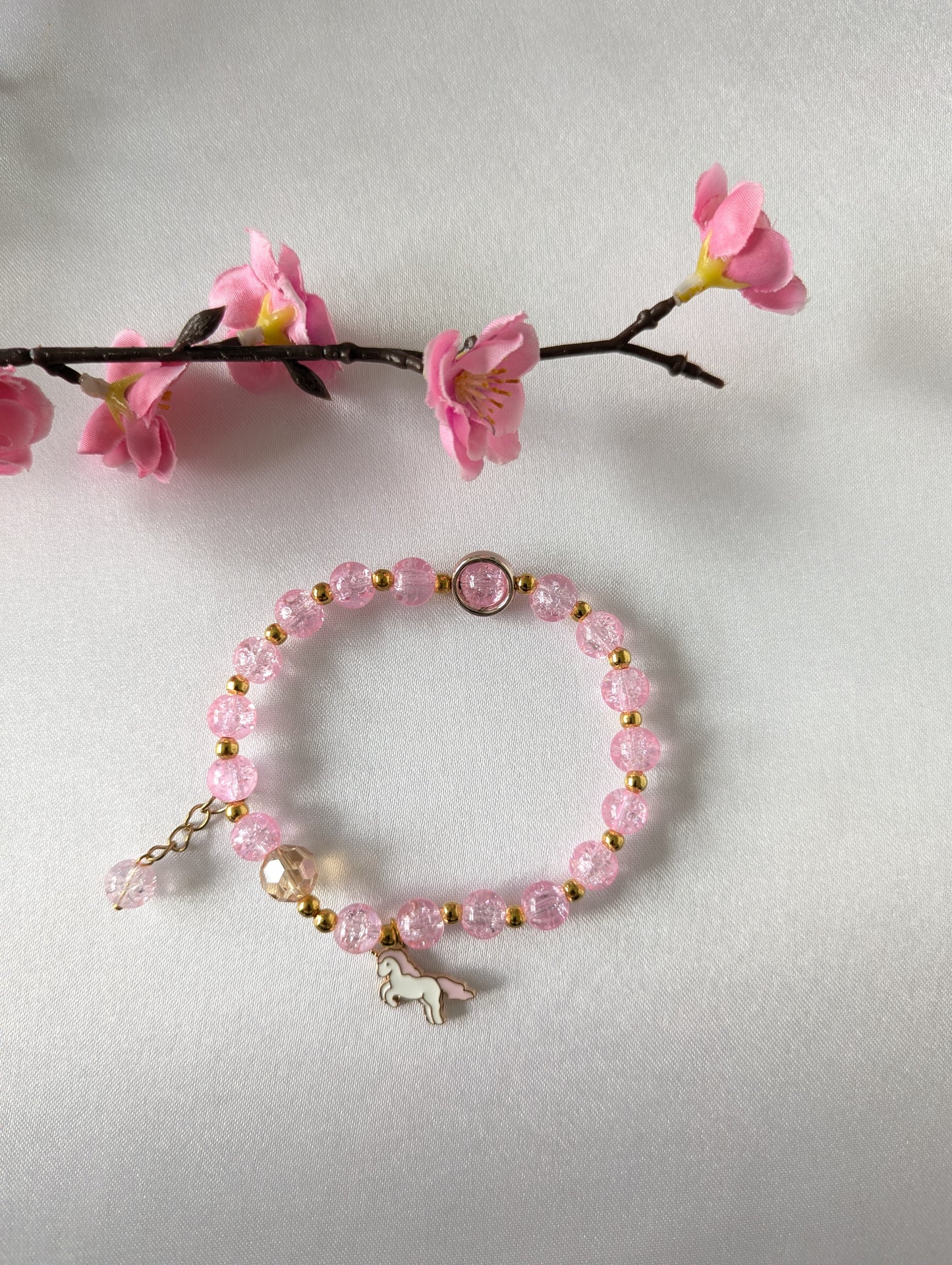 Pastel Flower and Unicorn Beads Bracelet 🌸🦄