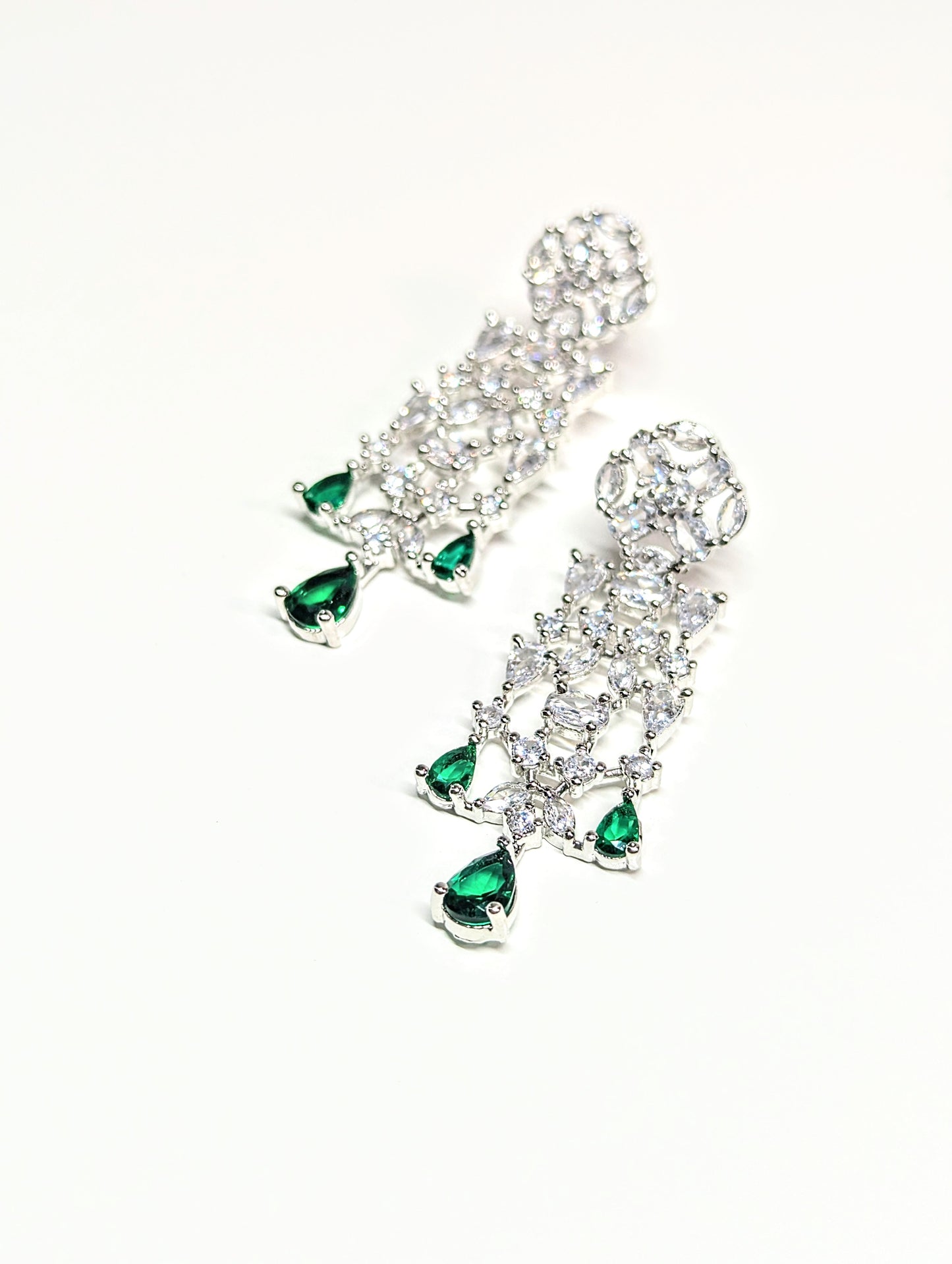 American Diamond/CZ Silver Green Beautiful Set