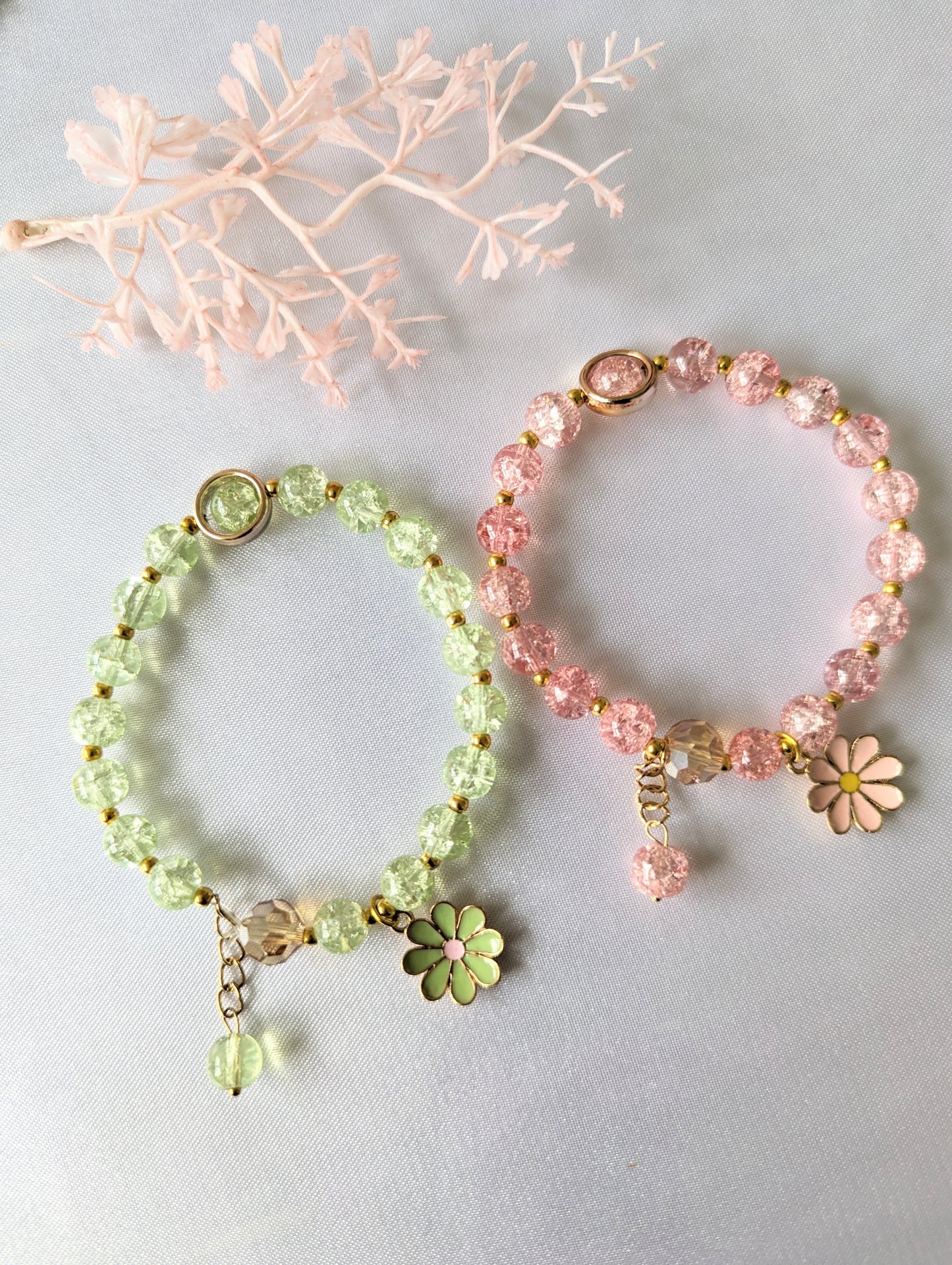 Pastel Flower and Unicorn Beads Bracelet 🌸🦄