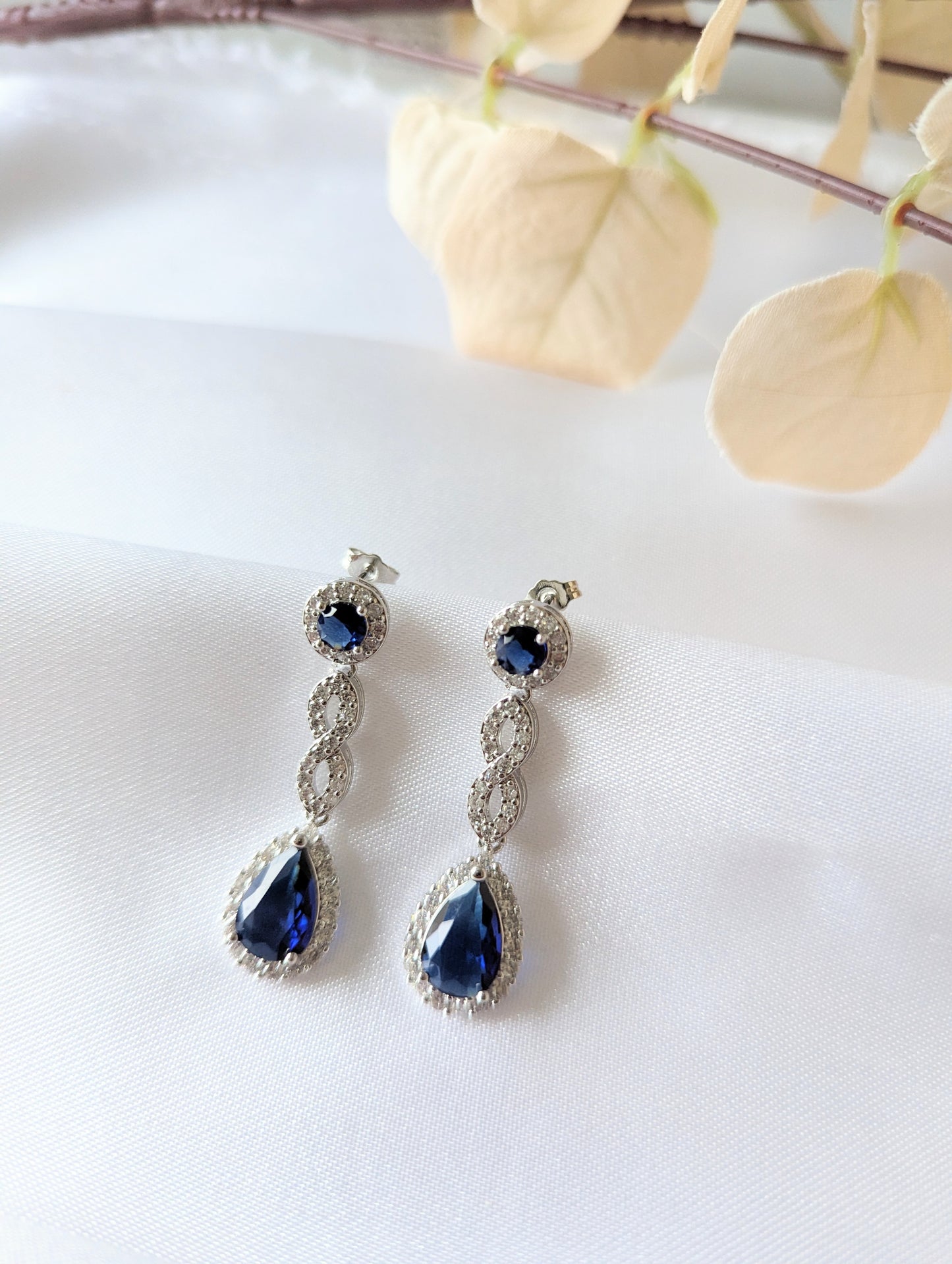 Blue Infinity Cubic Zirconia Earrings