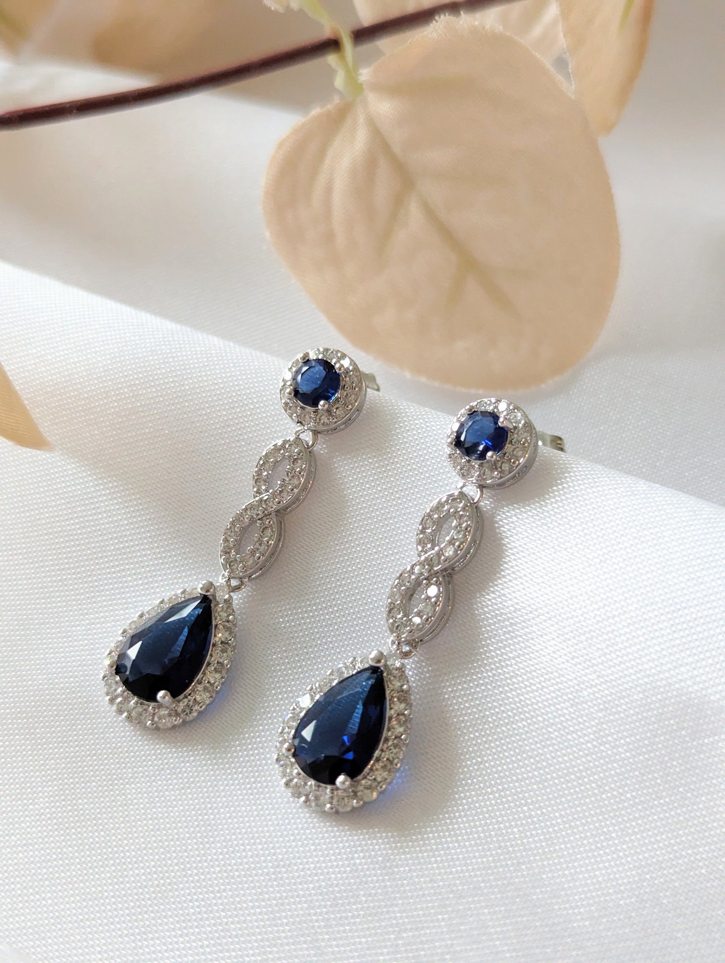 Blue Infinity Cubic Zirconia Earrings