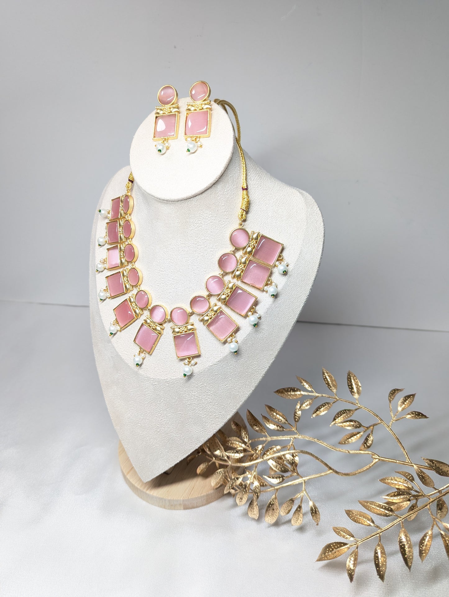 Pink Stone Necklace Set