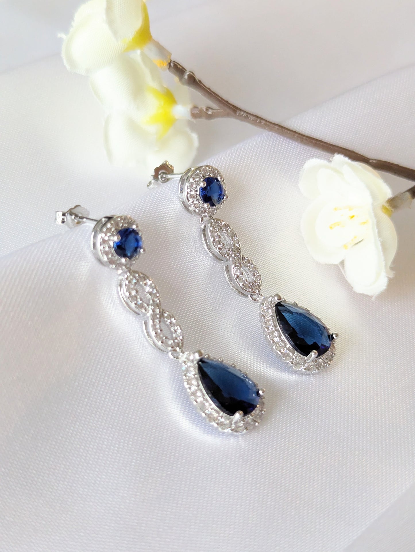 Blue Infinity Cubic Zirconia Earrings